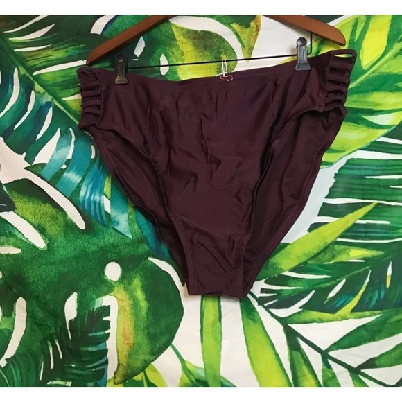 NWT $40 LYSA 2X Side Tie Dark Red Hipster Tummy Control Brief Bikini Bottom - Picture 7 of 7